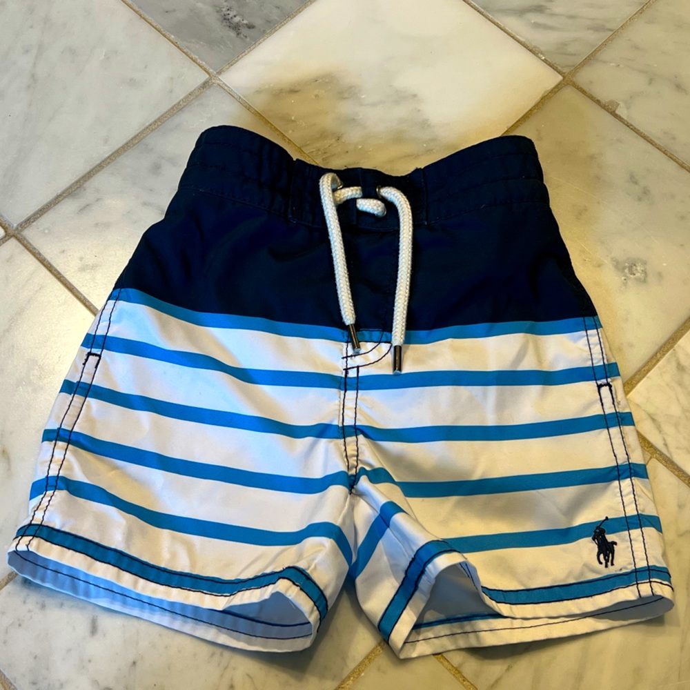 Polo Ralph Lauren Swim Trunks toddler boys size 18M, blue and white